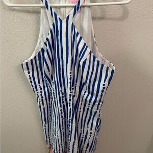 Lilly Pulitzer White and Blue Striped Midi Dress
